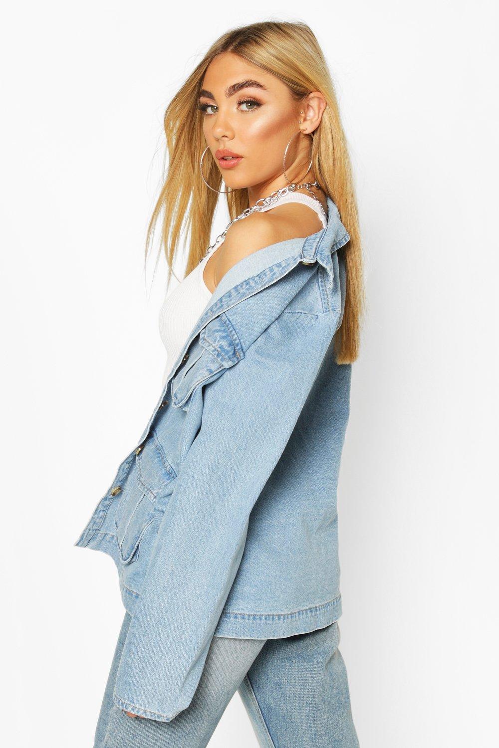 Boohoo denim hot sale utility jacket